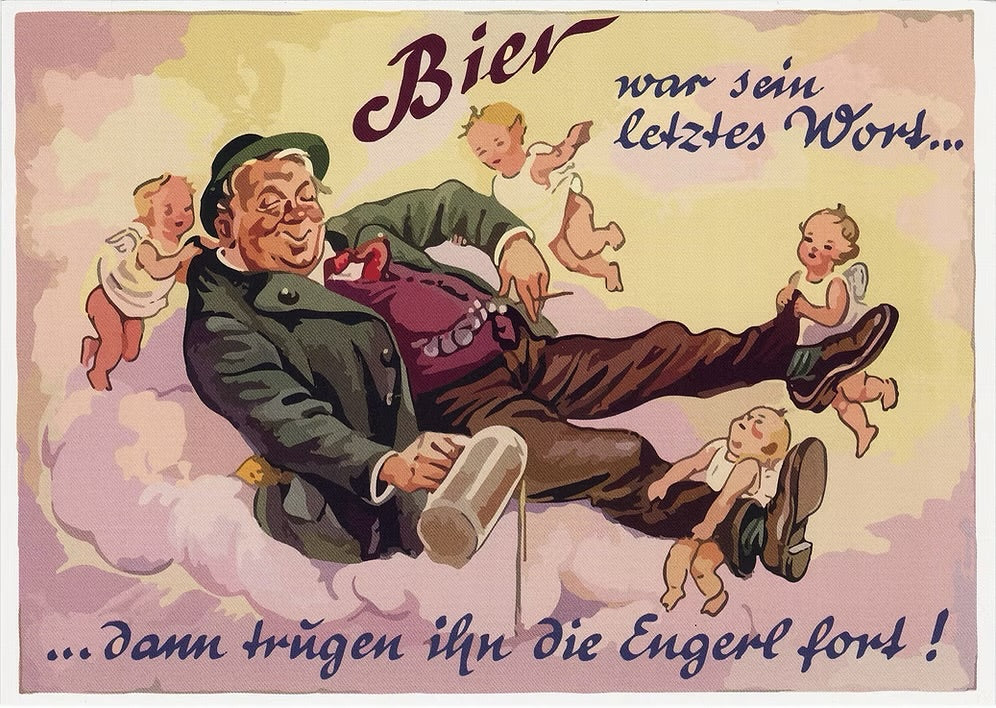 Postkarte „Bier war sein letztes Wort“